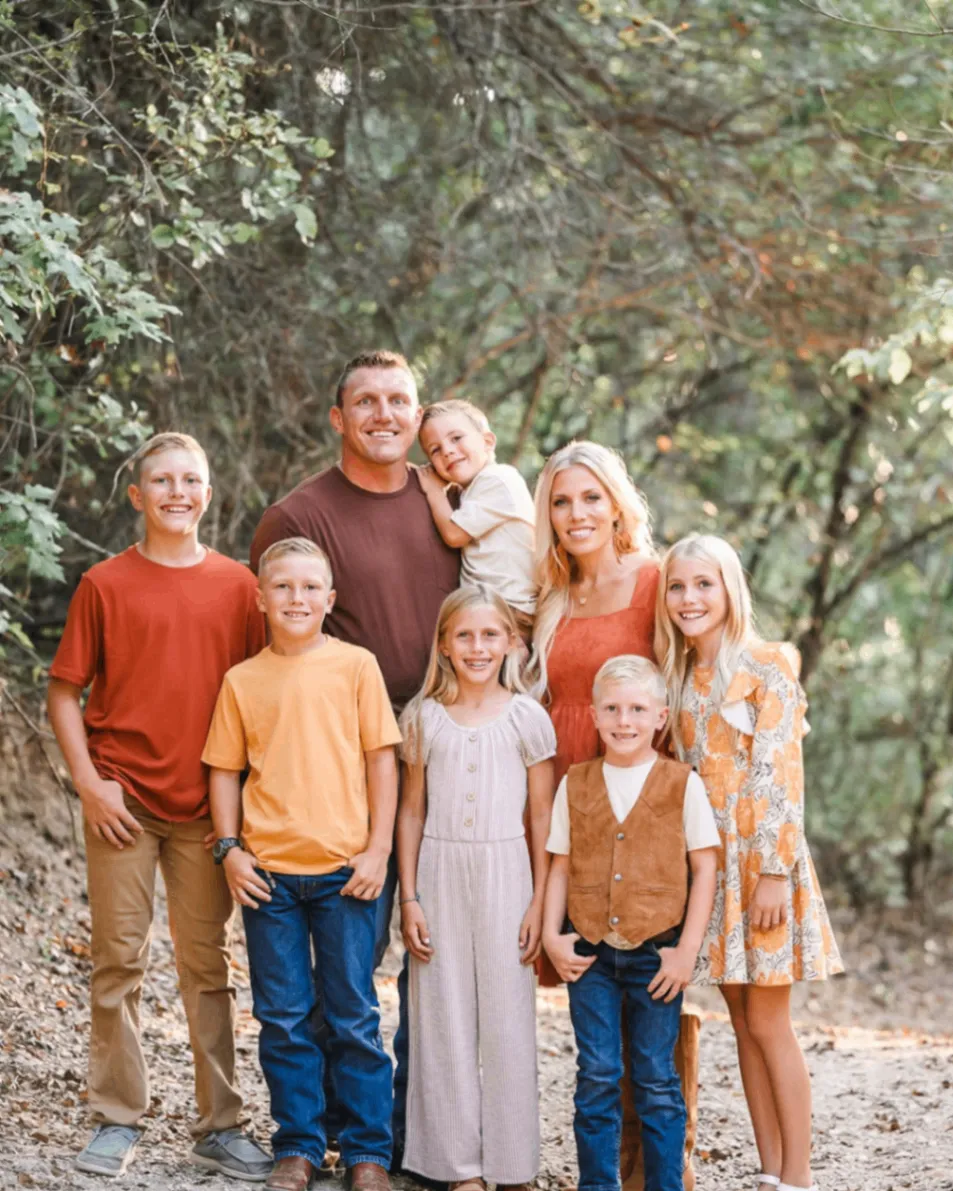 Mike Howell with his wife, Megan, and their six children.
